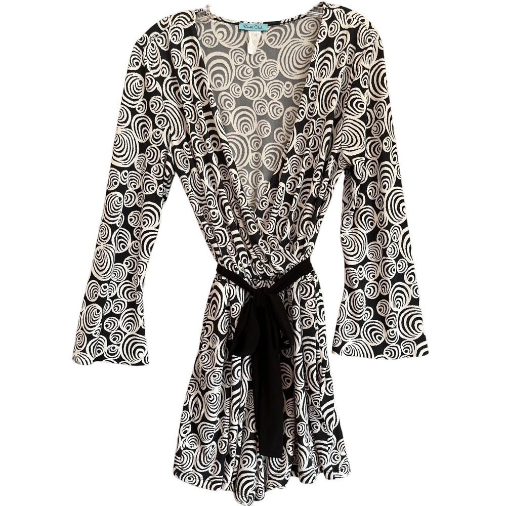 Double Click Romper Womens Large Black White Circle Print Flowy Boho Shorts